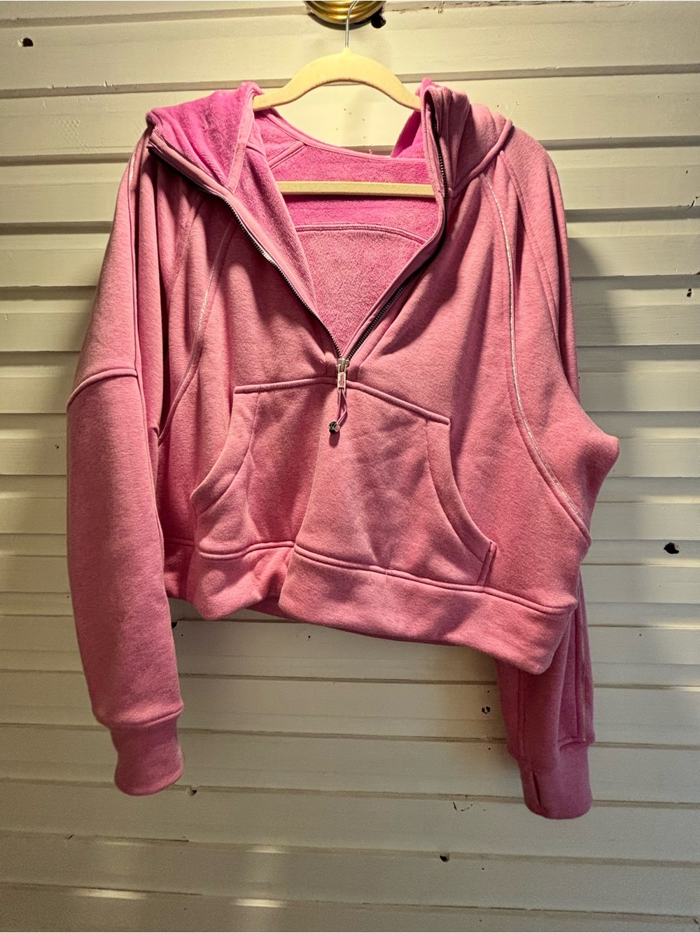 Fleecy inside Pink Cropped Lululemon Half-Zip Hoodie